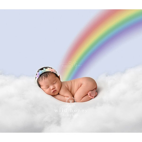 Rainbow Baby Digital Backdrop, Digital Background, Photography, Heaven, Clouds, Angel, Rainbow, Newborn Baby, Baby after Loss