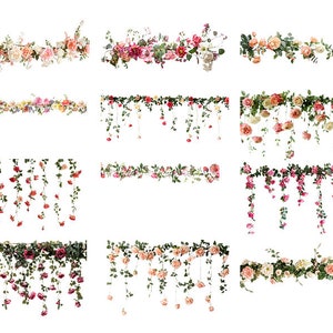 Flower Garland Overlays, Png's, Floral, Photoshop Overlays, Roses ...