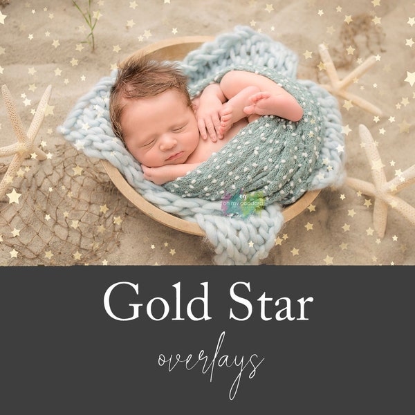 Gold Stars Overlays - Bokeh Overlay - Christmas Overlay - Gold Bokeh - Winter Overlay for Photoshop - PS Overlay - Holidays