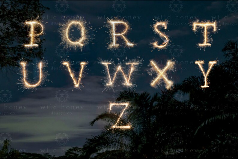 Sparkler Alphabet Overlays, Fireworks, Wedding, Night, Commerical Use ...