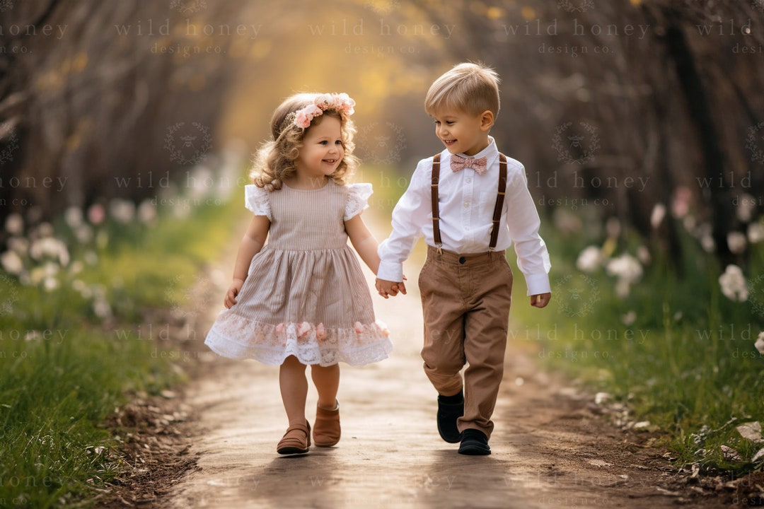 Walk Backdrop Spring Walk Digital Backdrop: Flower Path Photography Background (JPEG ...
