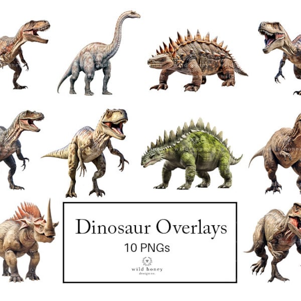 Photorealistic Dinosaur Overlays, PNG, Clipart, 10 PNGs, Dino's, T Rex, Monsters, Fantasy, Transparent, Photoshop Overlays, Digital Props