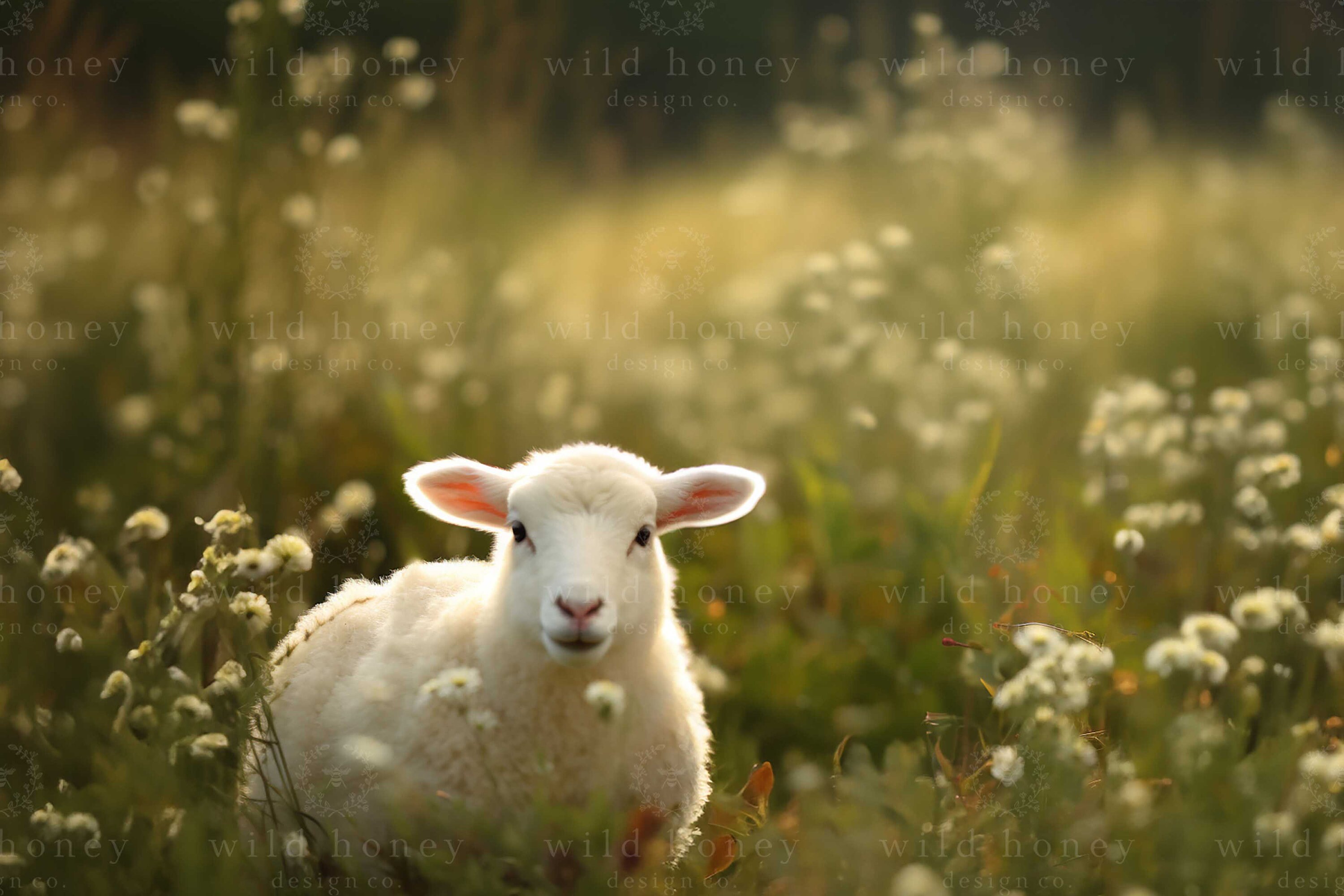 Spring Lamb Photography Digital Backdrop: Wildflower Field Portrait ...