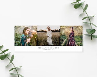 Puede incluir: Una tarjeta de visita con tres fotos de personas en diferentes entornos al aire libre. El texto de la tarjeta dice "Melanie Bourne Photography".