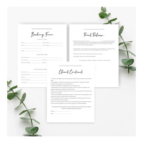 Client Contract Template Photography Form for Photographers - Etsy