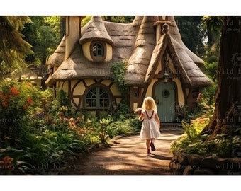 Fairytale Cottage Digital Backdrop, Storybook, Portrait, Magical, Fantasy, Enchanted Background for Photography, Composite