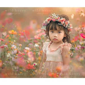 Wildflowers Digital Backdrop, Multicolor, Flower Field, Digital Background, Portrait Photography, Flowers, Painterly, Summer, Spring