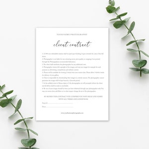 Photography Client Contract for PHOTOSHOP & WORD, Photography Admin. Photoshop Template, PSD, Instant Download, Contracts, ms word