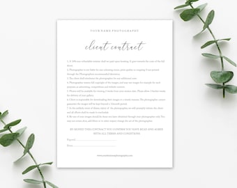 Plantilla de contrato de fotografía para clientes: editable en formato PSD y Word (descarga inmediata)