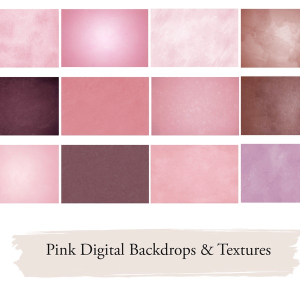 Handpainted Pink Backdrops for Photoshop, PS Textures, fine art, canvas, 12 digital backdrops, bundle, digital backgrounds