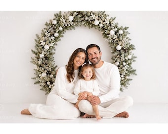 Christmas Wreath Studio Digital Backdrop: Holiday Photography (Digital Download)