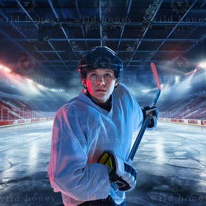 Ice Hockey Arena Digital Backdrop, Ice Rink, Skating, Hockey, Speed, Sports, Athlete, Photography Digital Background