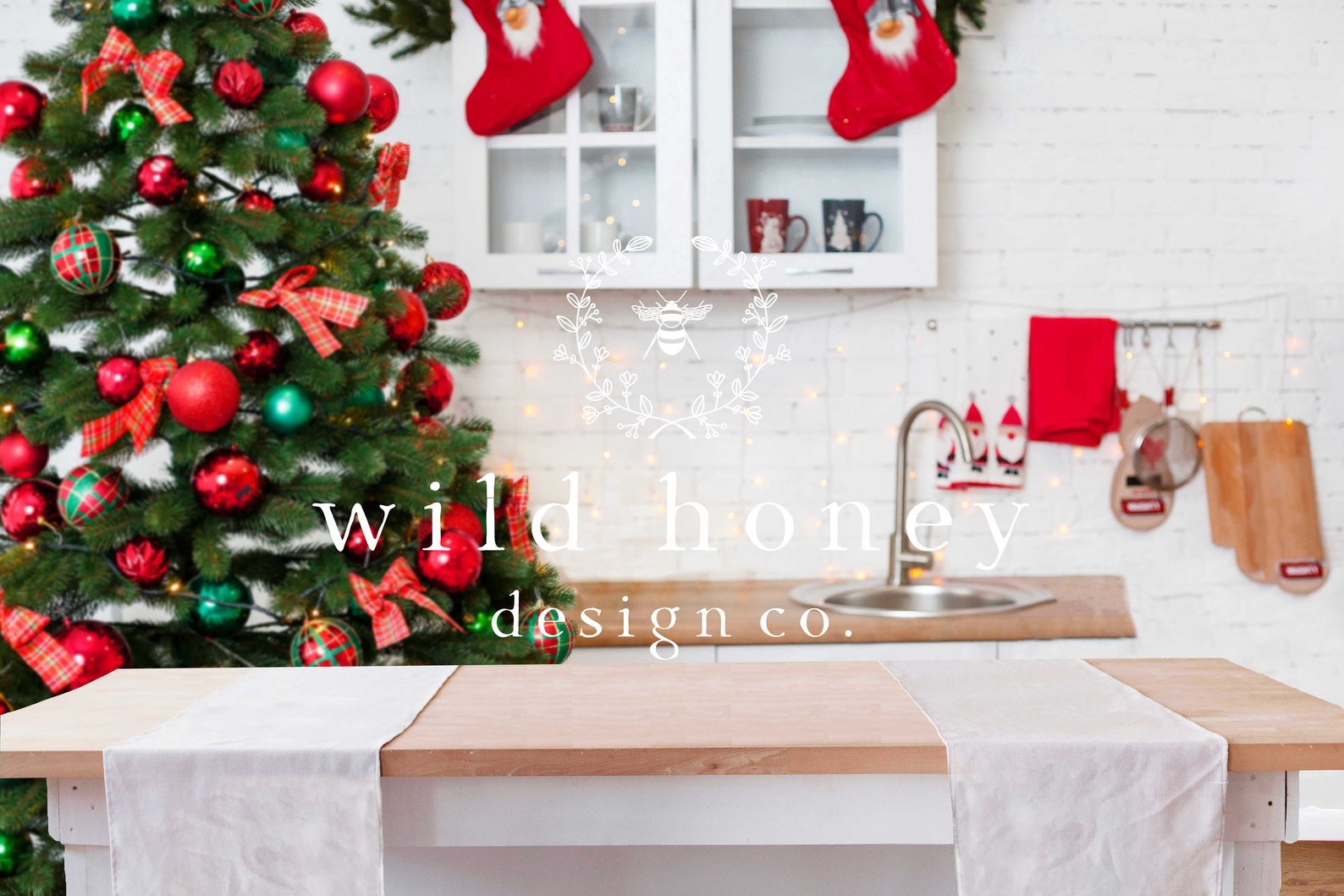 Christmas Kitchen Digital Backdrop Holidays Baking Christmas  Etsy