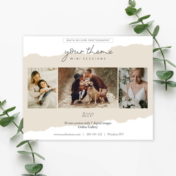 Your Theme Mini Sessions Marketing Template, Photography Session flyer, Digital Download