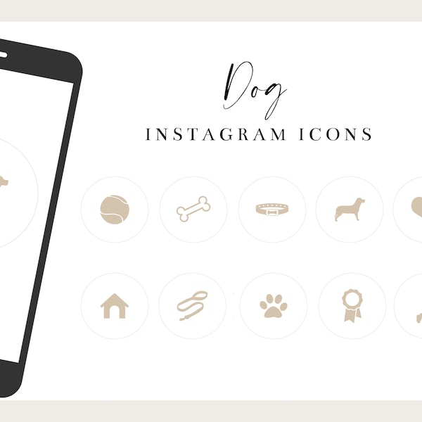 Instagram Story Highlight Cover Icons, Hund, Welpe, Haustiere, Veterinär, Tierärzte, Beige, Hunde-Icons