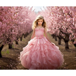 Pink Blossom Digital Backdrop, Orchard, Trees, Spring, Digital Background, Portrait Photography