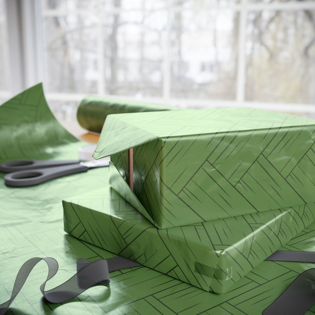 Green Woven Bamboo Wicker Wrapping Paper, Gift Wrap for Birthdays ...