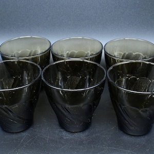Vereco France set of six 4 oz juice glasses in smoke glass