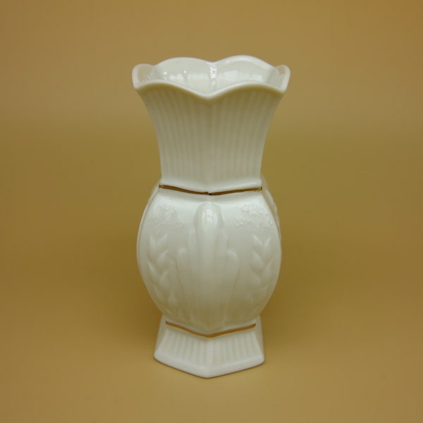 Belleek parian porcelain hand painted small vase from the visitor centre in Belleek on the River Erne Ireland