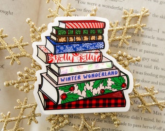 Christmas Holiday Books Sticker, 3in x 3in