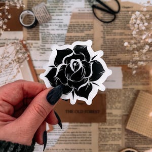 Black Rose Sticker, 3x3in