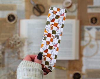 Checkerboard Ghost Bookmark, Maple Leaf, 2in x 7in
