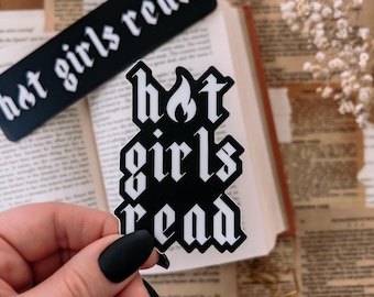 Hot Girls Read Blackletter Sticker, 3x2in
