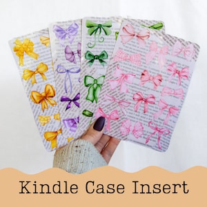 Kindle Insert - Bows, Multiple Colors, Kindle Case Insert, Kobo Insert, Kindle Paperwhite Insert, Kindle Basic Insert, Coquette, Bookish