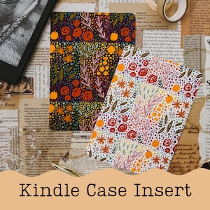 Kindle Insert - Autumn Florals, Kindle Case Insert, Kobo Case Insert, Kindle Paperwhite Insert, Kindle Basic Insert, Halloween, Bookish