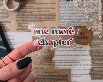 One More Chapter Christmas Sticker, Christmas Colors, 2in x 3in