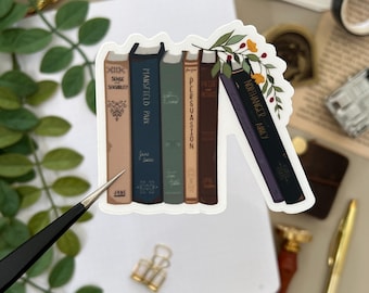 Jane Austen Vintage Books Clear Sticker, Pride & Prejudice, 2.6in x 3in