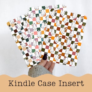 Kindle Insert - Checkerboard Ghosts, Kindle Case Insert, Kobo, Kindle Paperwhite Insert, Kindle Basic Insert, Ereader Insert, Bookish