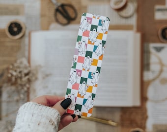 Checkerboard Ghost Bookmark, Coffee Tea, 2in x 7in