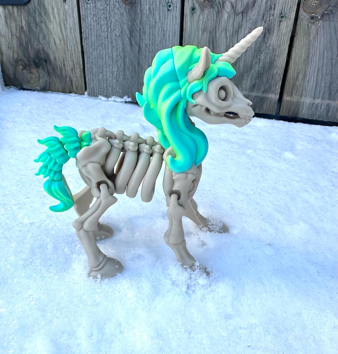 3D Printed Skeleton Unicorn With Beautiful Color Hair, Choice of Mane ...