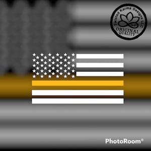 Thin Blue or Gold Line flag vinyl decal for dispatchers, communication officers, first responders, police, LEO