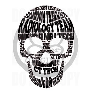 Radiologie Skull Art - Rad Tech, röntgenfoto, echografie (digitaal bestand)