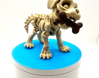 Scheletro di cane articolato stampato in 3D con osso: decorazione spettrale a forma di cucciolo