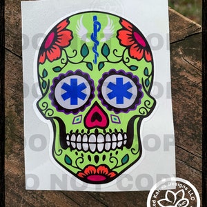 Medical Sugar Skull EMS Sticker: EMT Paramedic Humor