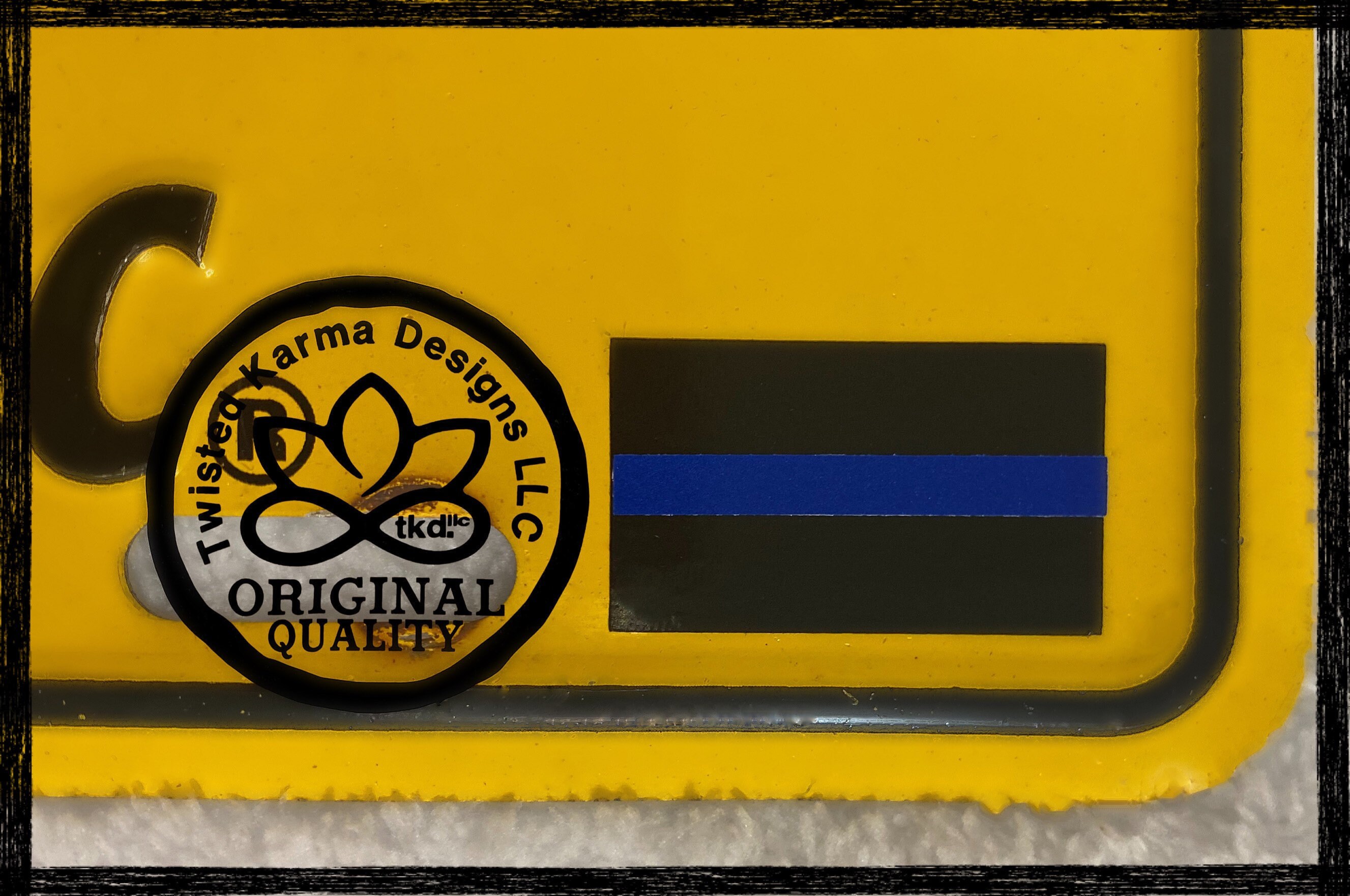 Targa Personalizzata Riflettente "Thin Blue Line" Per Auto - Alluminio 12x6 Pollici