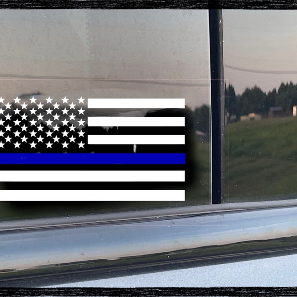 Thin blue line flag vinyl decal Police Fire EMS Emergency Services Medical First Responders