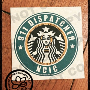 911 Dispatcher Sticker, Emergency Communications, Thin Gold Line, Communications Officer