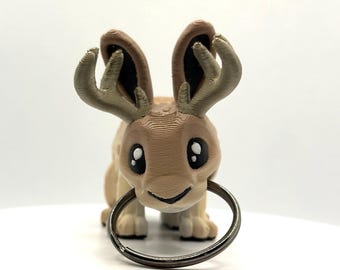 3D printed articulated Jackalope keychain