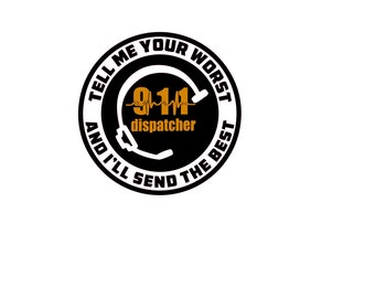 911 Dispatcher Thin Gold Line Design (PNG, SVG, Jpeg Digital File)