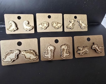 Dinosaur Wooden Stud Earrings