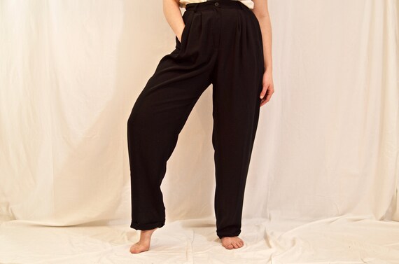 high rise black dress pants