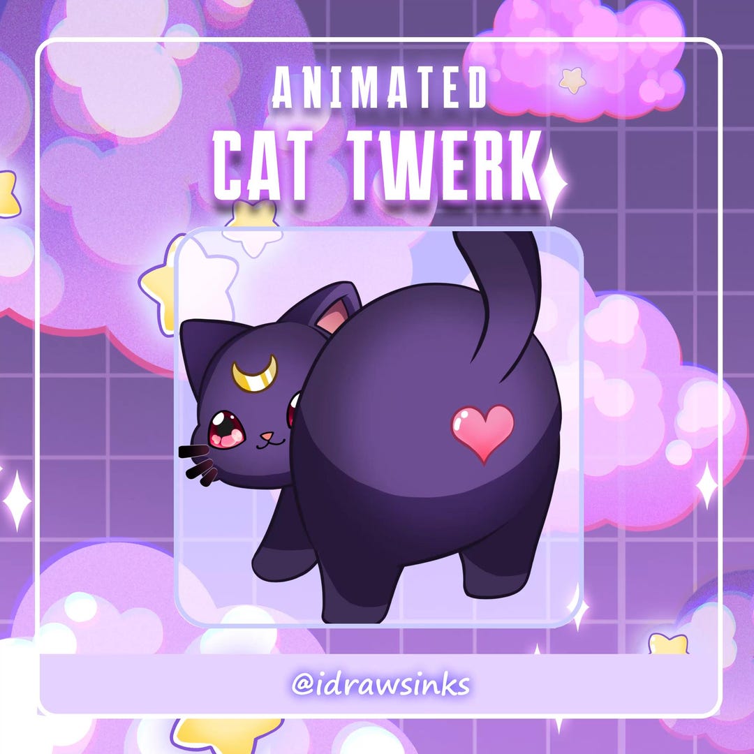 Animated Cat Moon Twerk Emotes | Kawaii Twitch & Discord Emote - Etsy