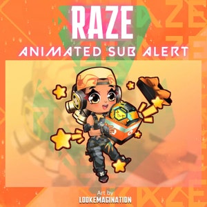 Raze Valorant Animated Sub Alert Overlay For OBS