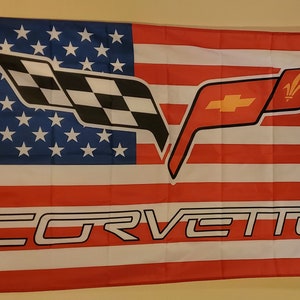 Corvette American Flag and Decal Emblem  3 x 5 Flag #166