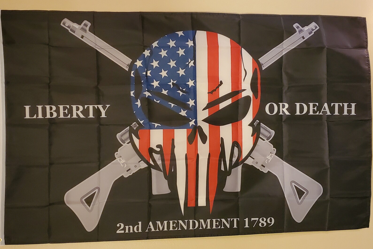 WEOUGR Liberty Or Death 2nd Amendment USA Punisher Skull Rifles