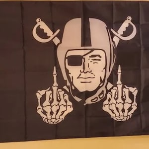 Raiders Skelton Helmet / fingers 3x5 Banner / Flag # 255